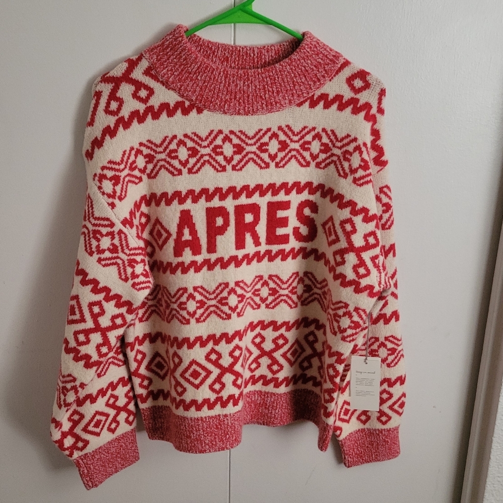 Cashmere-Like Fair Isle Apres Ski Nordic Design Sweater Size M (NWT)